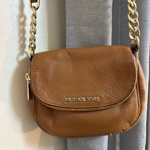 Michael Kors Gold Brown Crossbody Bag with Chain Strap